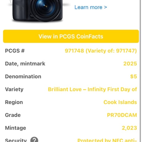 発行即日鑑定!! PCGS鑑定PR70+FDI ハート型コイン クック諸島 2025年 ブリリアント・ラブ スワロフスキー クリスタル シルバーハート 花 銀貨 シルバープルーフコイン