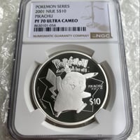 2枚の最高鑑定TopPop!! NGC鑑定PF70 ニウエ 2001年 ポケモン ピカチュウ 10ドル銀貨 シルバー プルーフコイン NIUE POKEMON PIKACHU　※ポケカ・トレカではない