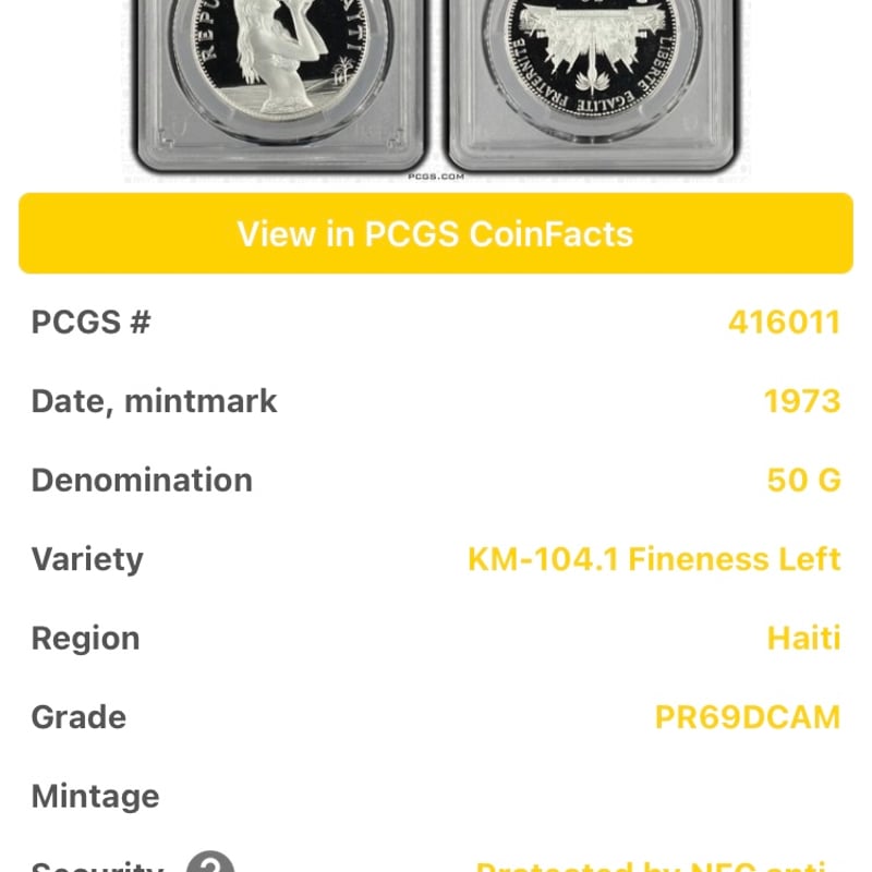 1973年 ハイチ 貝を持つ少女 マーメイド PCGS鑑定PR69DCAM 50 1973年 ハイチ 貝を持つ少女 マーメイド PCGS鑑定PR69DCAM 50