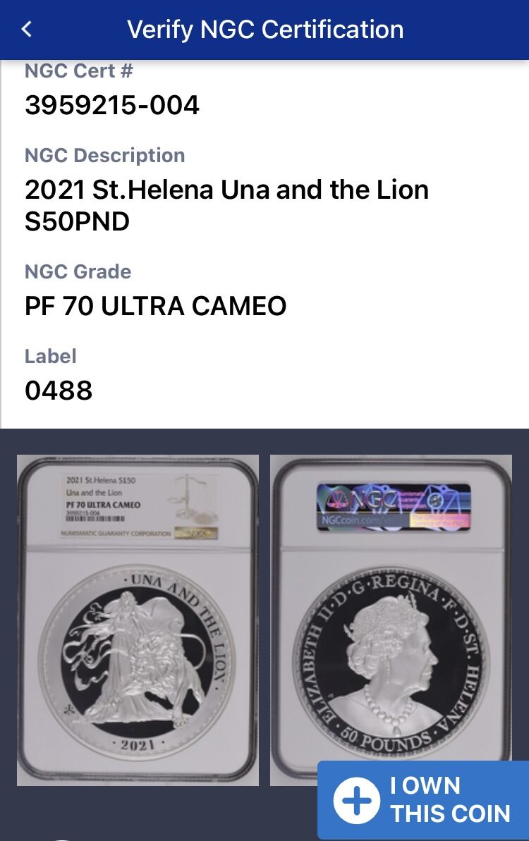 TopPop!!・1kg・世界で1枚】 発行50枚 NGC鑑定PF70 ウナとライオン 20