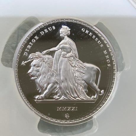 PCGS鑑定PR67 2オンス銀貨 ウナとライオン マスターピース版 2021年 イギリス領セントヘレナ造幣局 シルバープルーフコイン 大サイズスラブ