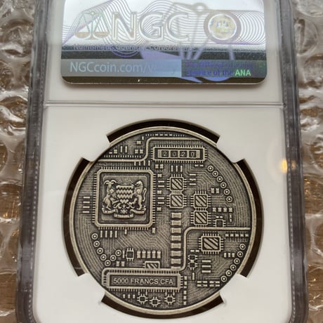 【NGC鑑定・MS70】 ビットコイン モチーフ チャド共和国 CFAフラン アンティーク版 1オンス銀貨 シルバーコイン 暗号資産 暗号通貨 仮想通貨 クリプトアセット Bitcoin