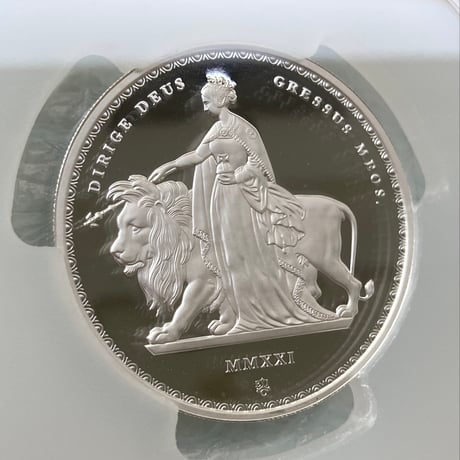 PCGS鑑定PR68 2オンス銀貨 ウナとライオン マスターピース版 2021年 イギリス領セントヘレナ造幣局 シルバープルーフコイン 大サイズスラブ