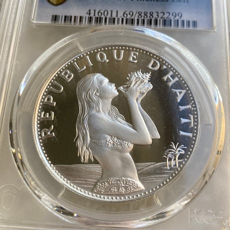 1973年 ハイチ 貝を持つ少女 マーメイド PCGS鑑定PR69DCAM 50グールド銀貨 シルバー プルーフコイン Haiti WOMAN WITH CONCH
