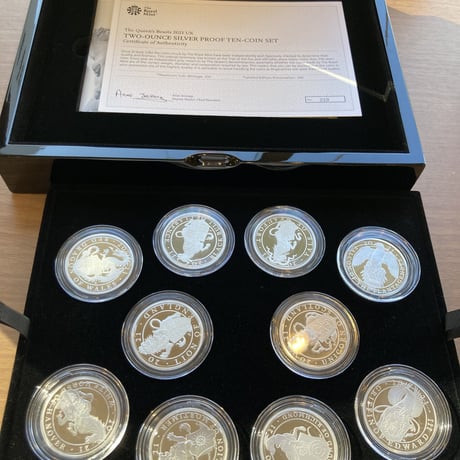 【10枚セット】 2021 クイーンズビースト 2オンス銀貨セット プルーフコイン シルバー QUEEN'S BEASTS completer 2oz Silver proof coin