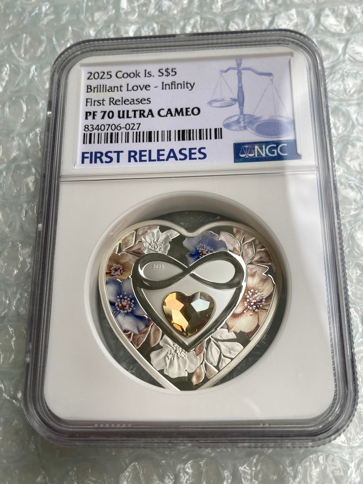 PCGS PR70DCAM ハート型コイン クック諸島 2025年 ブリリアント PCGS PR70DCAM ハート型コイン クック諸島 2025年 ブリリアント