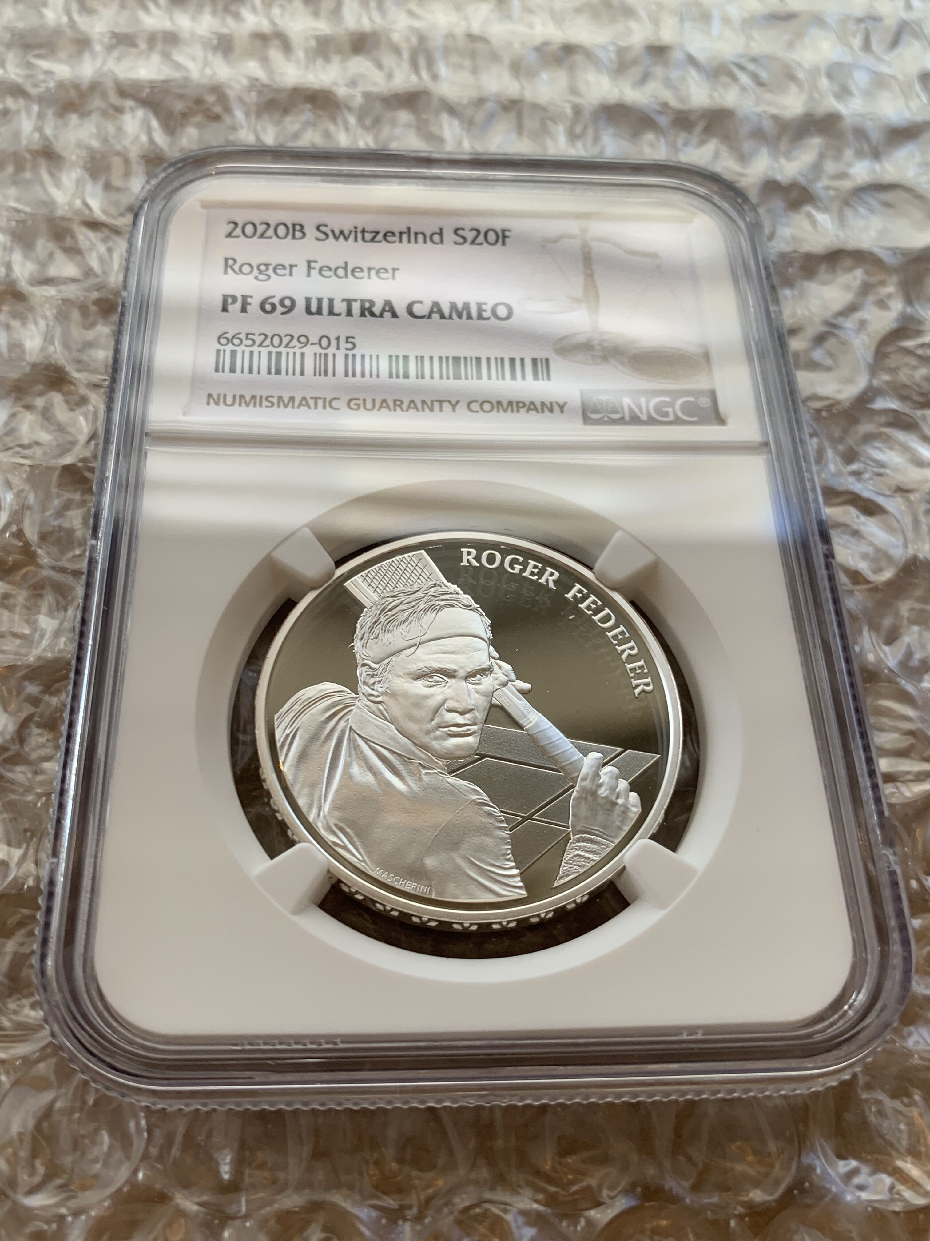 ロジャー・フェデラー 記念  銀貨／Roger Federer coin NGC鑑定PF69】 ロジャーフェデラー 20フラン銀貨 シルバープルーフ
