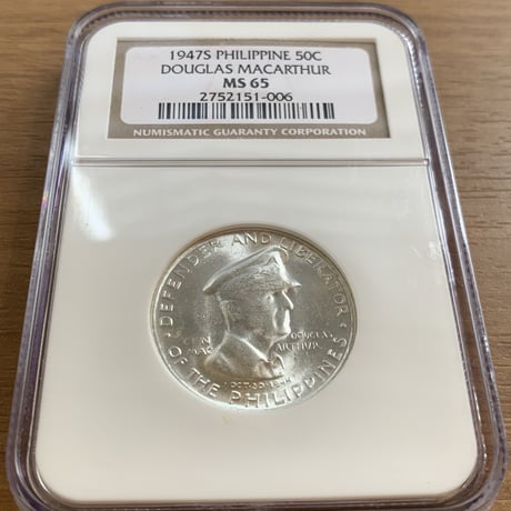 NGC鑑定MS65 1947年 アメリカ米国領フィリピン共和国 ダグラス・マッカーサー 50センタボ 銀貨 シルバーコイン DOUGLAS MACARTHUR Philippines