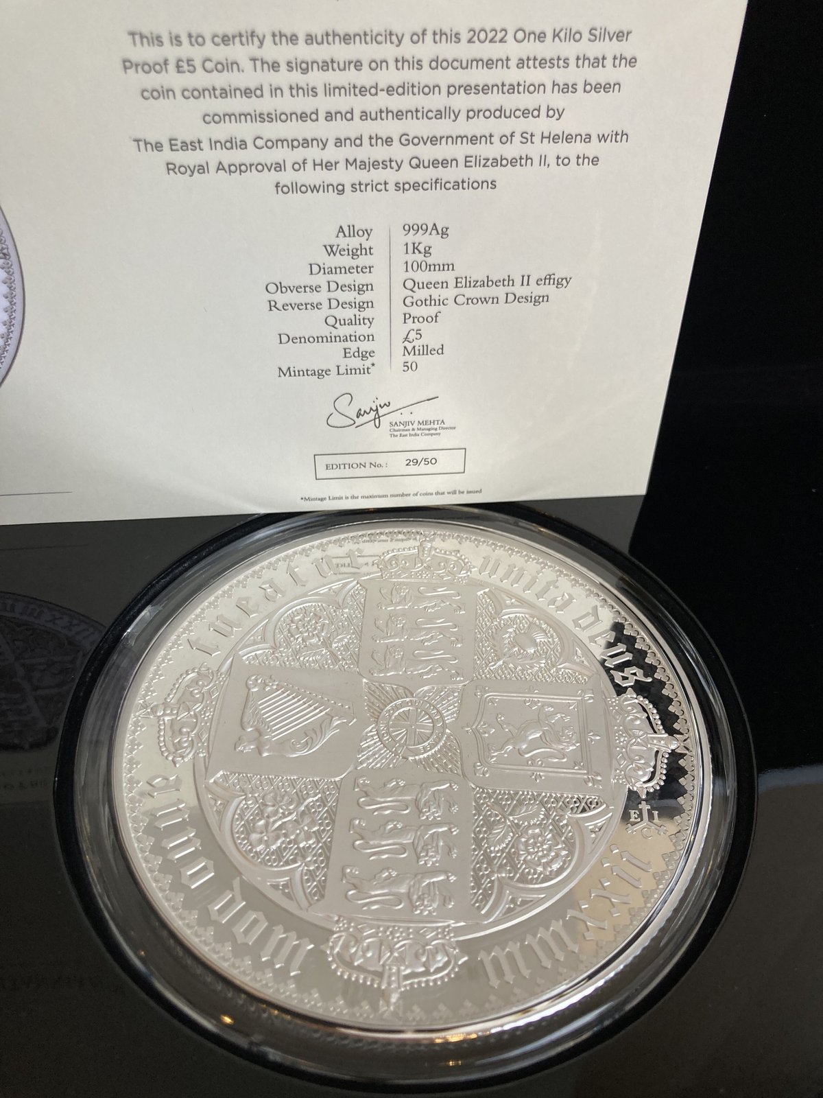 ゴチッククラウン　シルバー　1oz イギリス ゴチッククラウン 銀の延べ板 1オンス シルバーバー【1本