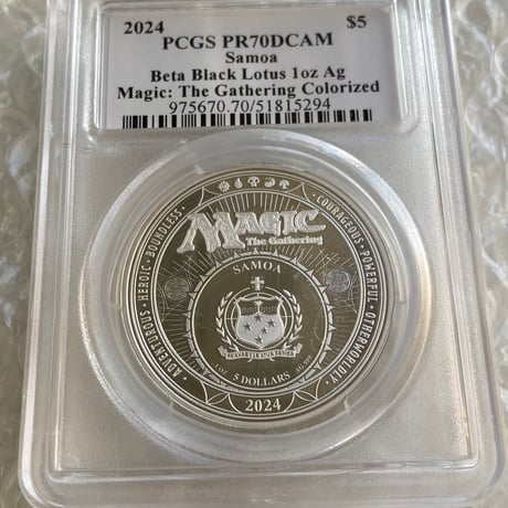 【箱ケース有】 MTG公式 ブラックロータス ベータ版 マジックザギャザリング PCGS鑑定PR70 サモア 1オンス銀貨 シルバー プルーフコイン ×トレカ・トレーディングカード