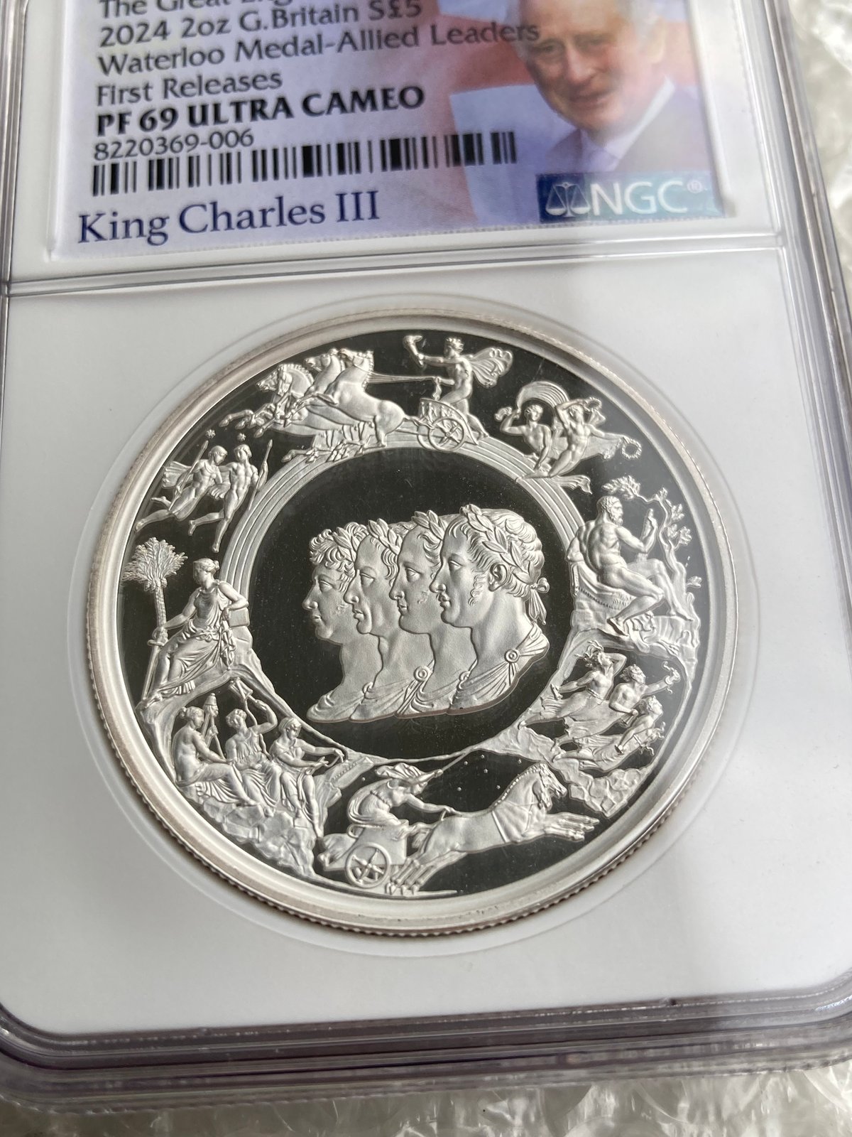 2024年 イギリス ワーテルロー メダル PF69 ULTRA CAMEO NGC鑑定PF69+FR ロイヤルミント ピストルッチ 2024年 ワーテルロー
