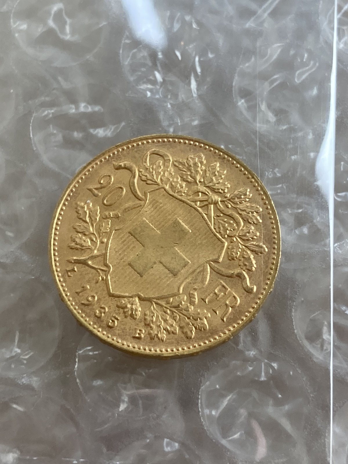 美品・未鑑定品 1935年LB スイス 20フラン金貨 ゴールド