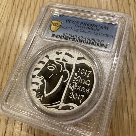 【PCGS最高鑑定・ピエフォー】2017 キングクヌート 戴冠1000周年 £5銀貨 シルバープルーフコイン イギリス 英国 ロイヤルミント カヌート Royal Mint Piedfort