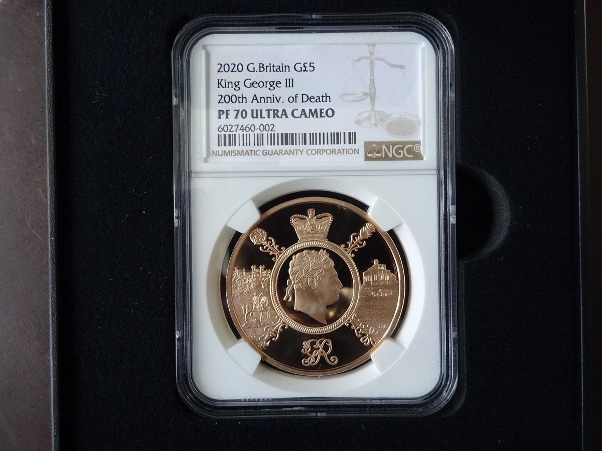 【NGC鑑定PF70UC】英国 2020年 ジョージ3世没後200周年 5ポンド金貨 プルーフコイン ゴールド イギリス ロイヤルミント King  George Ⅲ Royal Mint