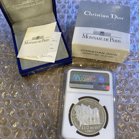 【NGC鑑定済】Dior公式 フランス造幣局 2007年 ディオール 1.5ユーロ銀貨 クリスチャンディオール プルーフコイン