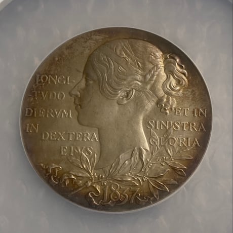 【NGC鑑定MS64】1897年 ヴィクトリア女王 ダイヤモンドジュビリー 銀 アンティーク シルバーメダル 55mm ヤングヘッド Victoria ×銀貨・コイン