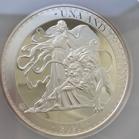 【5oz・NGC鑑定PF70】5オンス銀貨 ウナとライオン 2021年度版 イギリス領セントヘレナ造幣局 5ポンド シルバー プルーフコイン Una Lion