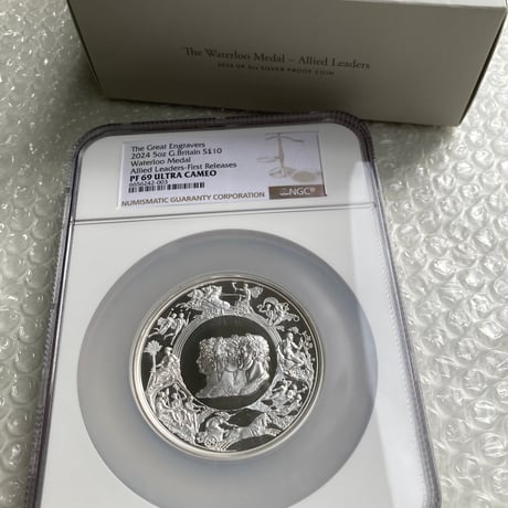 5oz・NGC鑑定PF69+FR ロイヤルミント ピストルッチ 2024年 ワーテルロー・メダル 連合国代表 5オンス銀貨 シルバープルーフコイン