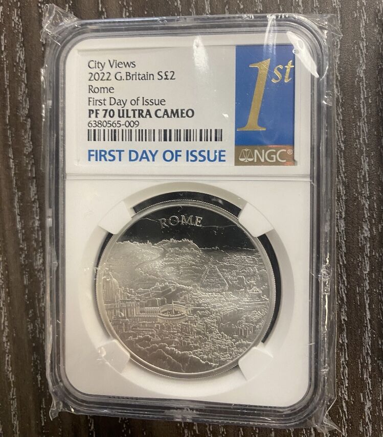 NGC70鑑定+FDI・発行即日鑑定】1オンス銀貨 都市景観 ローマ 2022年