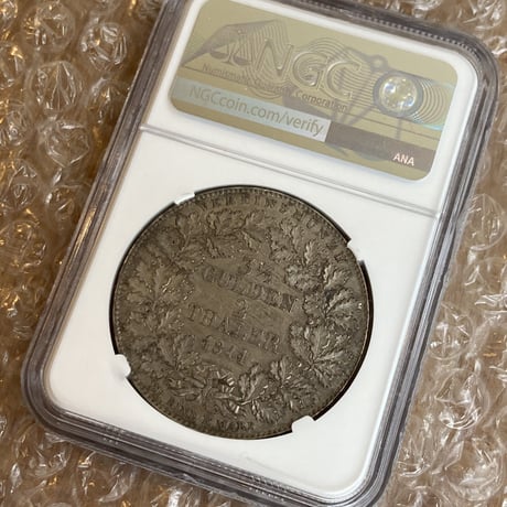 【NGC鑑定UNC】都市景観 ドイツ フランクフルト 1841年 2ターラー銀貨 シルバー アンティークコイン リバーシーン グルデン ギルダー
