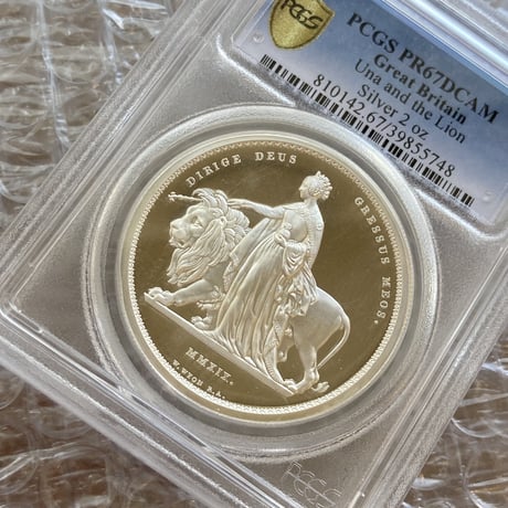 PCGS鑑定PR67 2019年 ウナとライオン ロイヤルミント 2019年 2オンス銀貨 シルバープルーフコイン 英国 イギリス造幣局 Una Lion