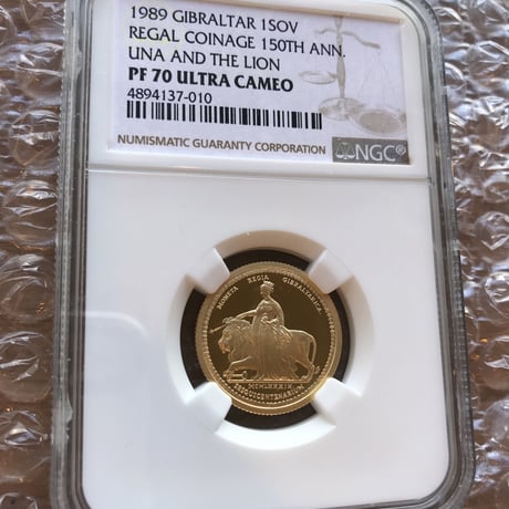 【最高鑑定】NGC PF70 ULTRA CAMEO 1989 GIBRALTAR 1SOV Una and the Lion ウナとライオン ジブラルタル イギリス ソブリン  アンティーコイン