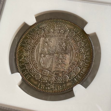 NGC鑑定MS63 1887年 ハーフクラウン銀貨 ヴィクトリア女王 ジュビリーヘッド シルバー アンティークコイン イギリス 英国 JUBILEE HEAD HALF CROWN