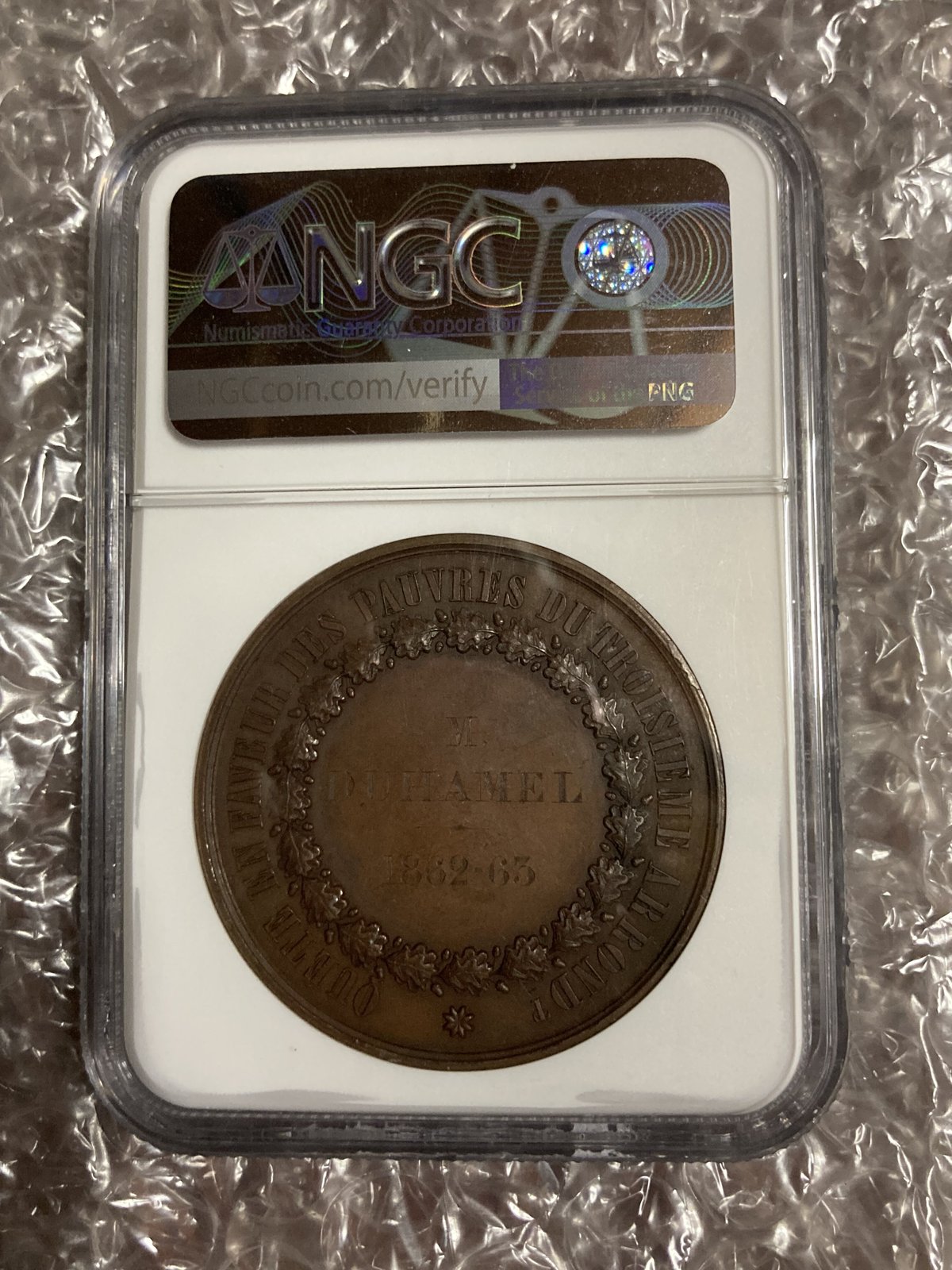 NGC鑑定MS63BN 1863年 フランス ナポレオン3世 青銅 ブロンズメダル