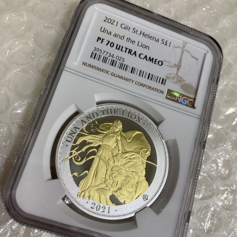 2021 セントヘレナ 1ポンド 銀貨 ウナとライオン NGC PF70UC③ 2021年 5oz セントヘレナ ウナとライオン First Day of Issue 5