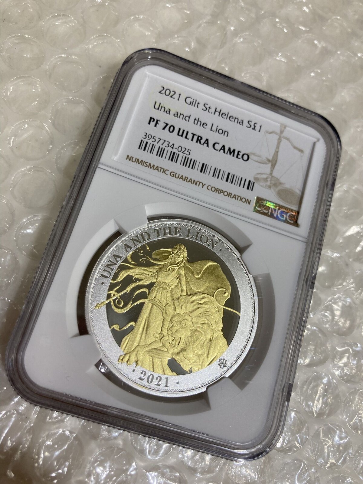 2021 セントヘレナ ウナとライオン 1oz £1 銀貨 NGC MS70② fit