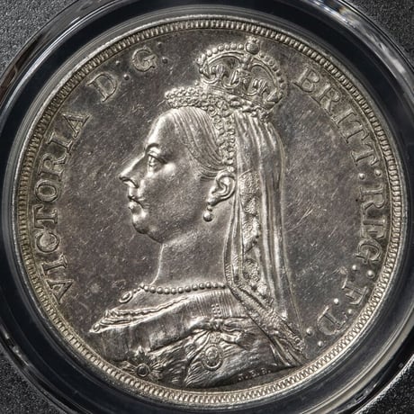 【PCGS鑑定AU】1887年 クラウン銀貨 ヴィクトリア女王 ジュビリーヘッド シルバー アンティークコイン イギリス 英国 ハーフではない ※DETAILSあり