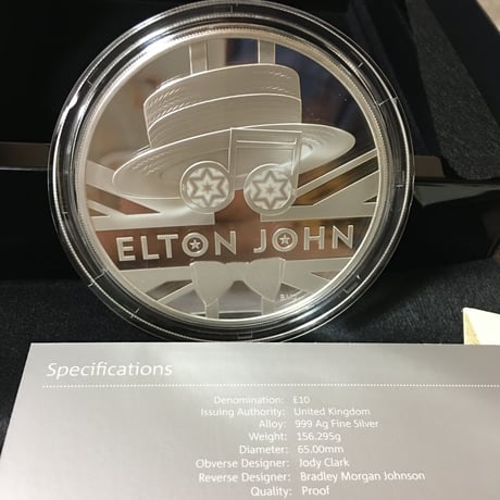 【限定425枚】エルトンジョン 5オンス 10ポンド銀貨 プルーフコイン シルバー 2020年 ロイヤルミント 英国 イギリス royal mint elton john