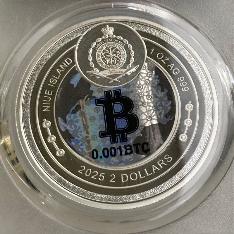 0.001BTCが内蔵】ビットコイン モチーフ ミントパーフェクトスラブ入り