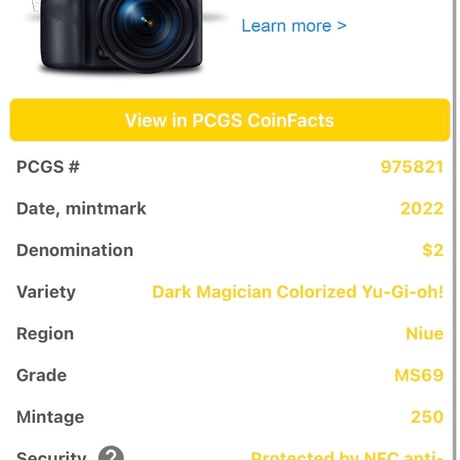 【単独Top Pop・PCGS鑑定MS69】 遊戯王 ダークマジシャン 250枚限定 ニウエ シルバーコイン 1オンス2ドル銀貨 ×トレカ・トレーディングカードではない