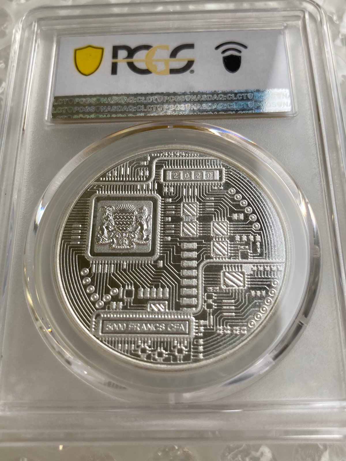 【PCGS鑑定最高鑑定・PR68】 ビットコイン チャド共和国 CFAフラン プルーフ版 1オンス銀貨 シルバー クリプトコイン 暗号資産 暗号通貨  仮想通貨 Bitcoin