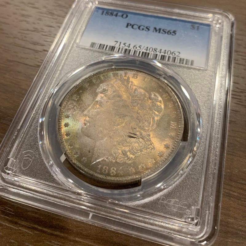 レインボートーン・両面】PCGS鑑定MS65 1884-O モルガンダラー