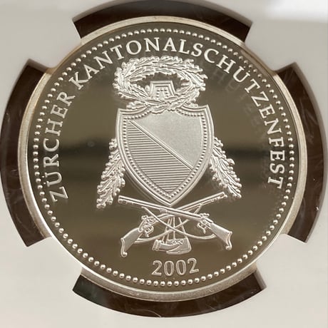 【NGC鑑定PF69】スイス チューリッヒ射撃祭2002年 ウナとライオン 50フラン銀貨 シルバープルーフコイン Una Lion
