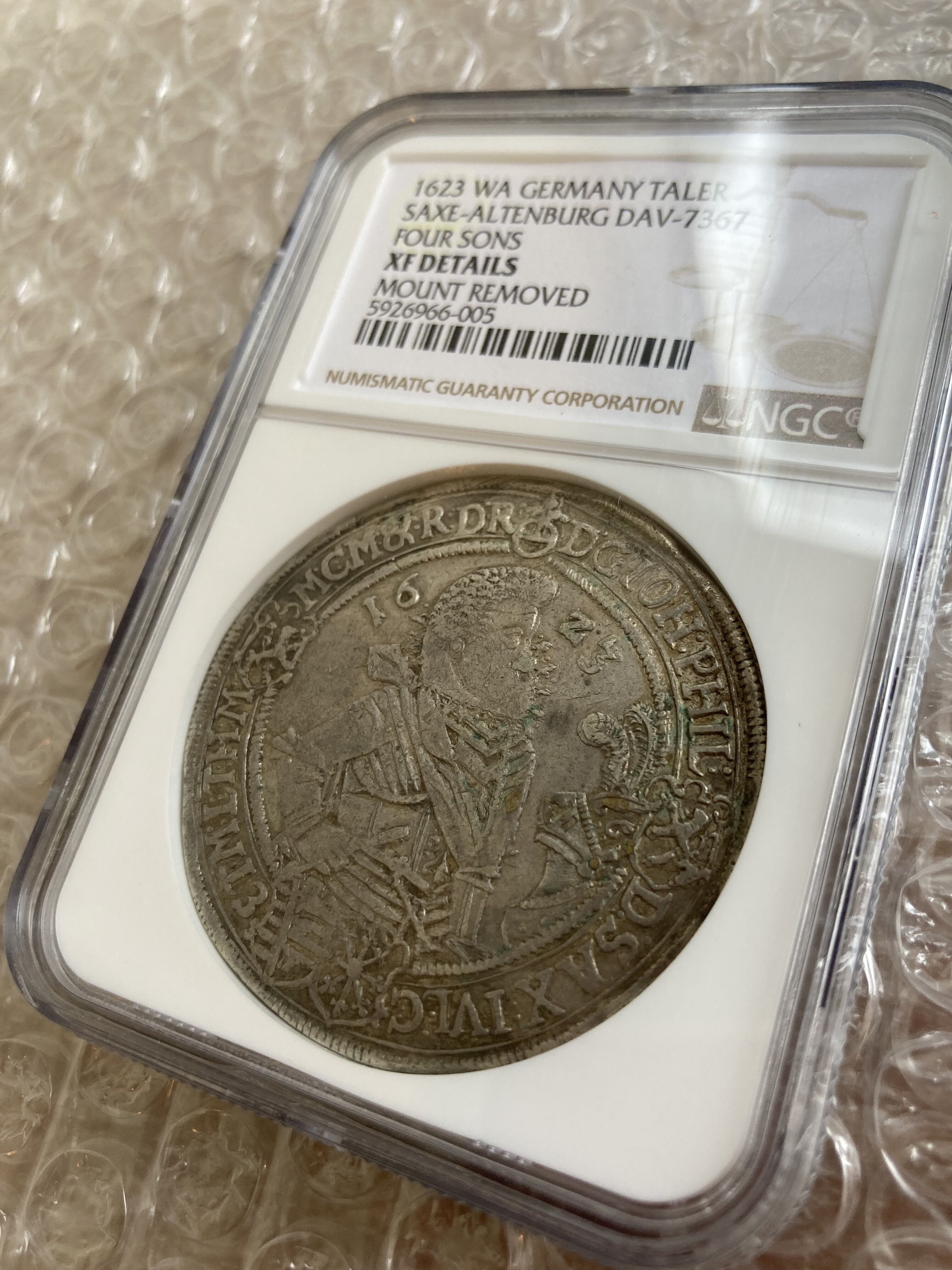ターラー銀貨 4兄弟 1623年 神聖ローマ帝国 ドイツ ザクセン アルテン