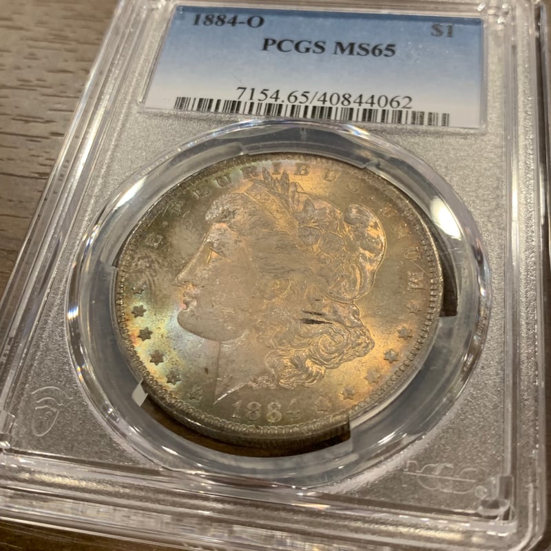 レインボートーン・両面】PCGS鑑定MS65 1884-O モルガンダラー