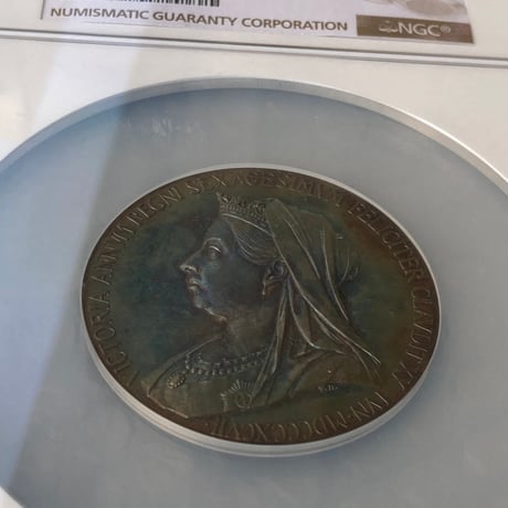 【両面綺麗なブルートーン】 NGC鑑定MS62 1897年 ヴィクトリア女王 ダイヤモンドジュビリー 銀 アンティーク シルバーメダル ヤングヘッド Victoria ×銀貨・コイン