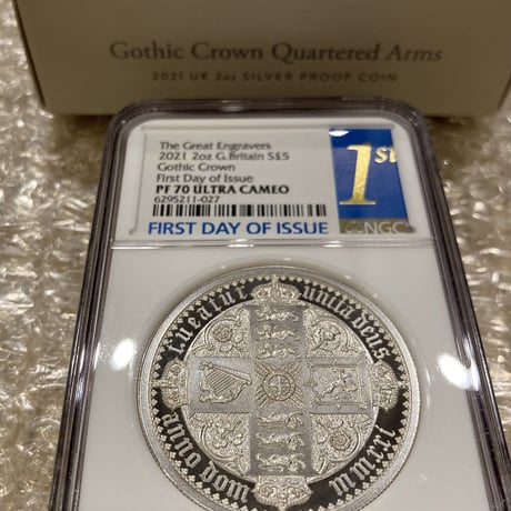 【NGC70鑑定+FDI】2オンス銀貨 ロイヤルミント版 ゴチッククラウン GOTHIC CROWN 2021 5ポンド シルバープルーフコイン ゴシック 2oz