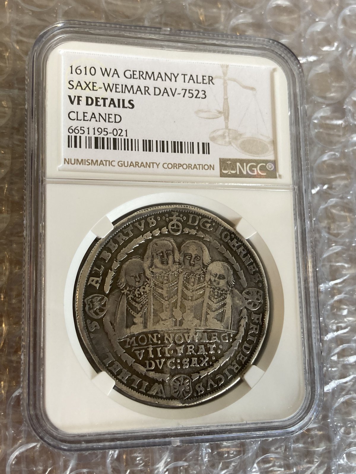1610年 ザクセン・ワイマール ターラー銀貨 アンティークコイン ドイツ 