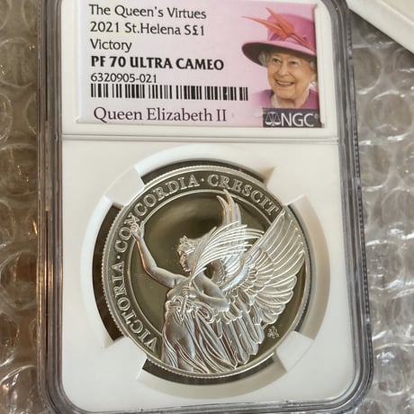 【NGC70鑑定】女王の美徳シリーズ 勝利 2021 イギリス領 セントヘレナ造幣局 1オンス銀貨 シルバー プルーフコイン エリザベス女王ラベル