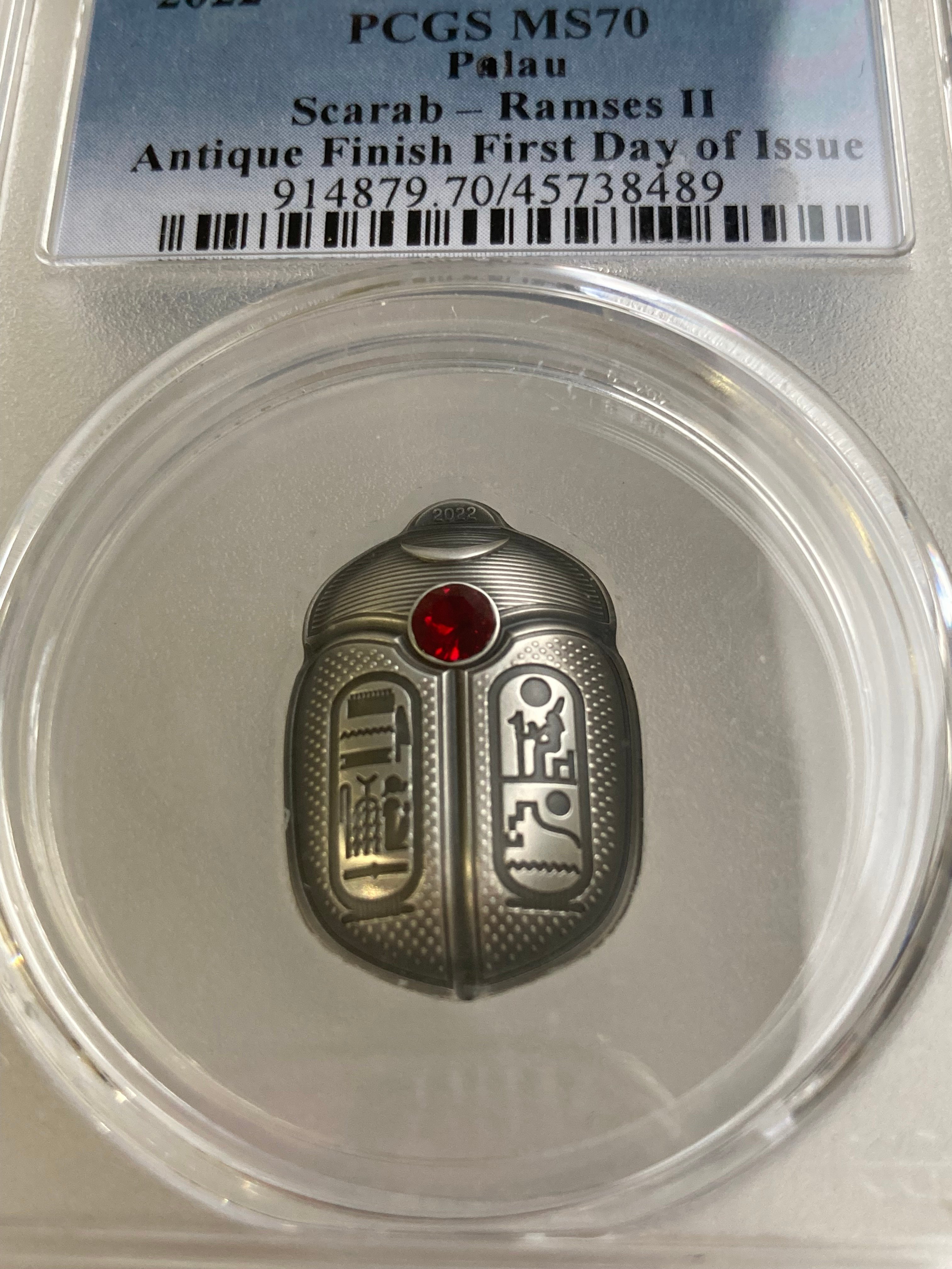 PCGS鑑定MS70+FDI】古代エジプト スカラベ 2022年 パラオ共和国 発行