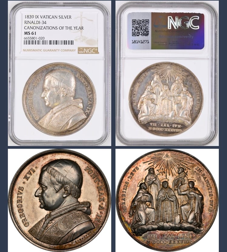 Top Pop・最高鑑定】NGC鑑定MS61 ヴァチカン バチカン市国 1839年