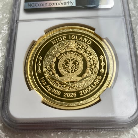 最高鑑定MS70 Gilt版 ビットコイン モチーフ 2025年 ニウエ国 2ドル 1オンス銀貨 シルバー プルーフコイン 暗号資産 暗号通貨 Bitcoin