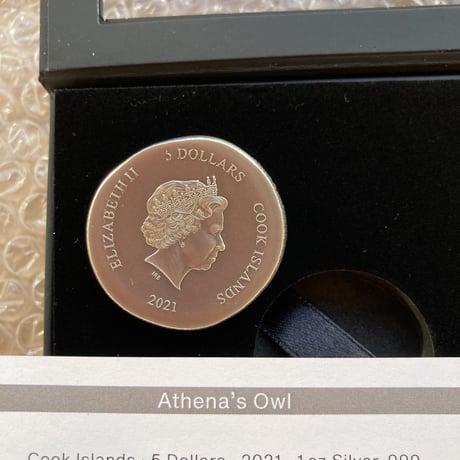アテネ フクロウ銀貨 $5 1オンス銀貨 クック諸島 アンティーク仕上げ シルバーコイン テトラドラクマ ATHENA’S OWL 2021 $5 1 OZ PURE SILVER COIN COOK