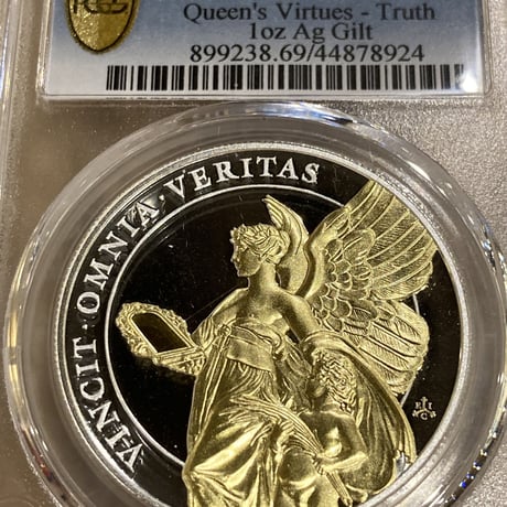 【PCGS69鑑定】Gilt版 女王の美徳シリーズ 真実 イギリス領セントヘレナ 1オンス銀貨 シルバー プルーフコイン 金メッキ