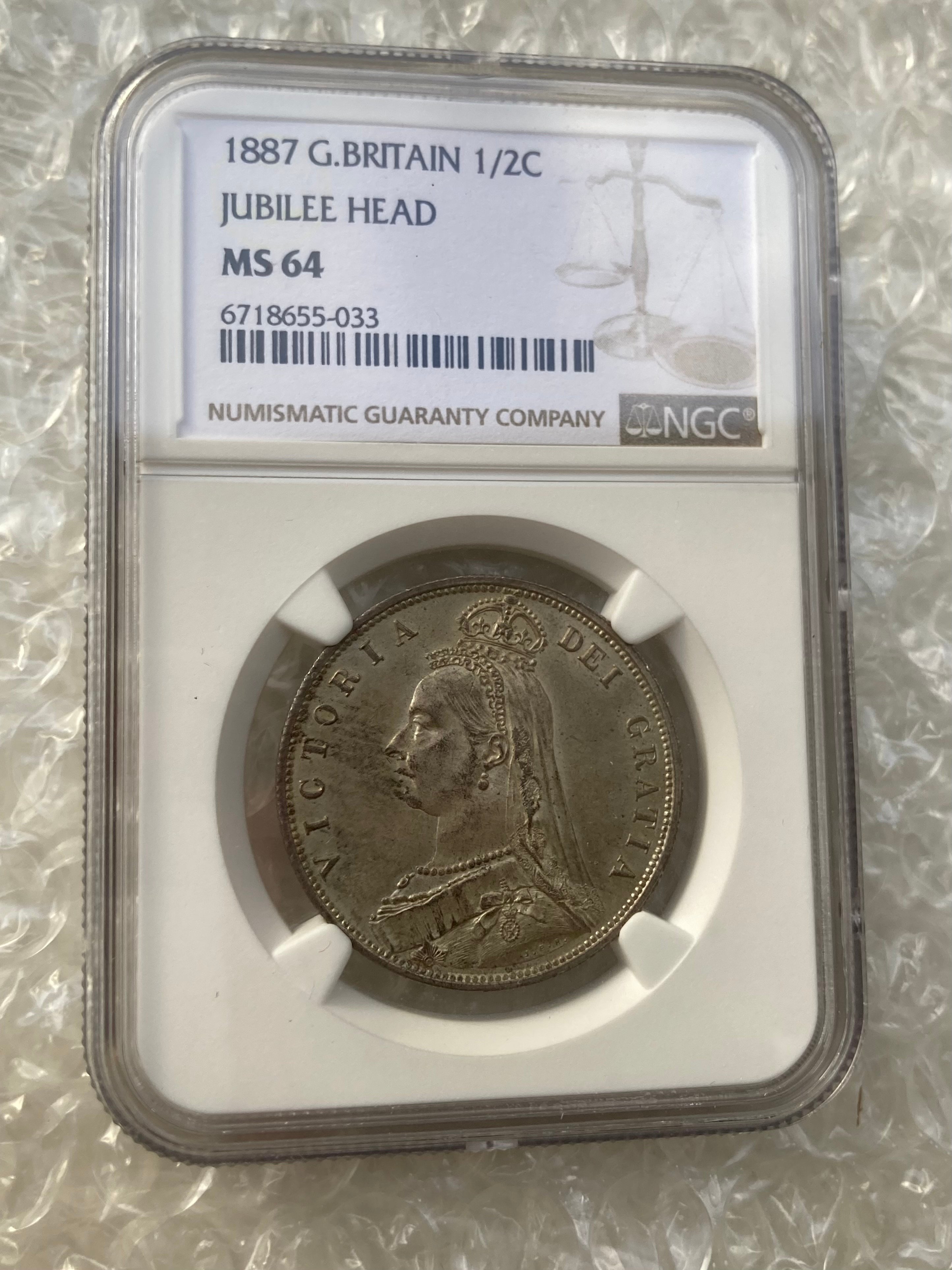 1887年 ヴィクトリア ジュビリーヘッド クラウン 銀貨 NGC MS64 original