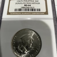 NGC鑑定MS66 1947年 アメリカ米国領フィリピン共和国 ダグラス・マッカーサー 50センタボ 銀貨 シルバーコイン